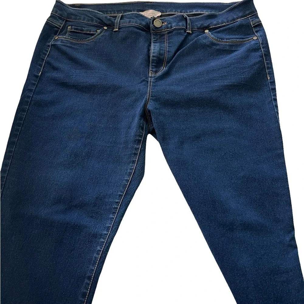 Philosophy Republic Classic Blue Straight Leg Jeans with Dark Wash Plus Size 22W